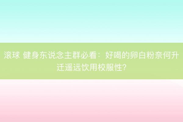 滚球 健身东说念主群必看：好喝的卵白粉奈何升迁遥远饮用校服性？