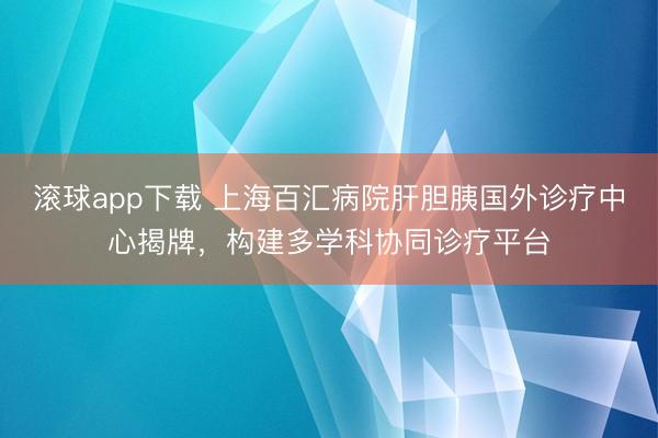 滚球app下载 上海百汇病院肝胆胰国外诊疗中心揭牌，构建多学科协同诊疗平台