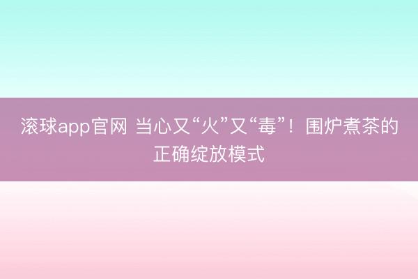 滚球app官网 当心又“火”又“毒”!围炉煮茶的正确绽放模式