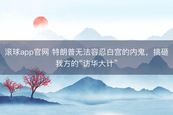 滚球app官网 特朗普无法容忍白宫的内鬼,搞砸我方的“访华大计”