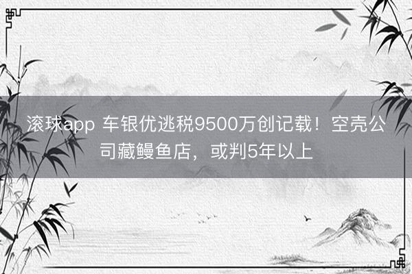 滚球app 车银优逃税9500万创记载！空壳公司藏鳗鱼店，或判5年以上