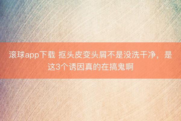 滚球app下载 抠头皮变头屑不是没洗干净，是这3个诱因真的在搞鬼啊
