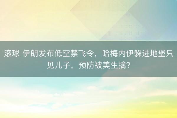 滚球 伊朗发布低空禁飞令，哈梅内伊躲进地堡只见儿子，预防被美生擒？