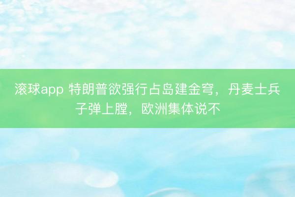 滚球app 特朗普欲强行占岛建金穹，丹麦士兵子弹上膛，欧洲集体说不