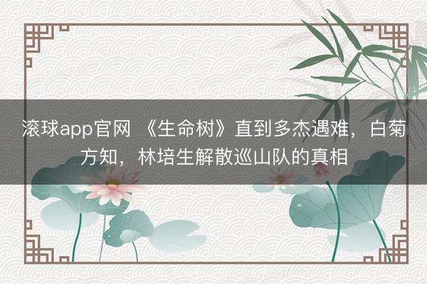 滚球app官网 《生命树》直到多杰遇难,白菊方知,林培生解散巡山队的真相