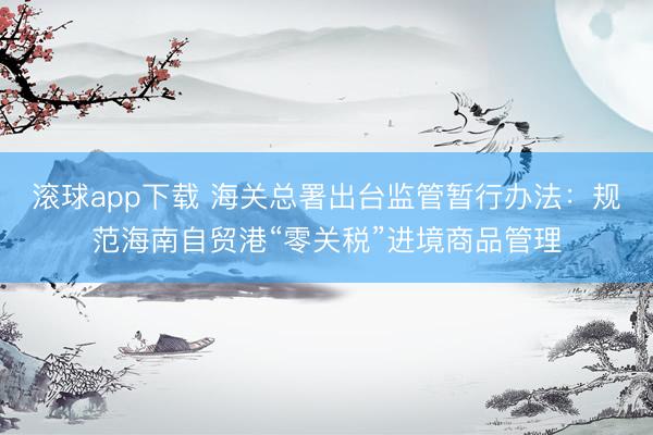 滚球app下载 海关总署出台监管暂行办法：规范海南自贸港“零关税”进境商品管理