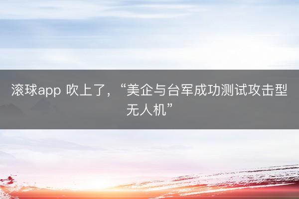 滚球app 吹上了，“美企与台军成功测试攻击型无人机”