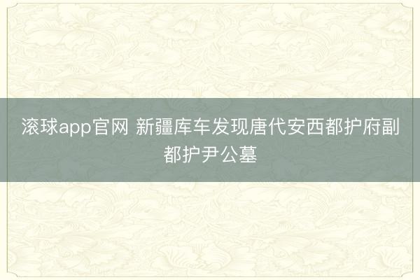滚球app官网 新疆库车发现唐代安西都护府副都护尹公墓
