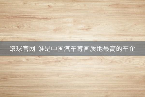 滚球官网 谁是中国汽车筹画质地最高的车企