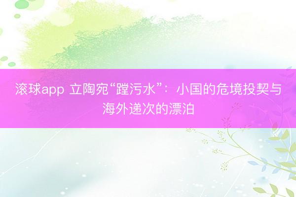 滚球app 立陶宛“蹚污水”：小国的危境投契与海外递次的漂泊