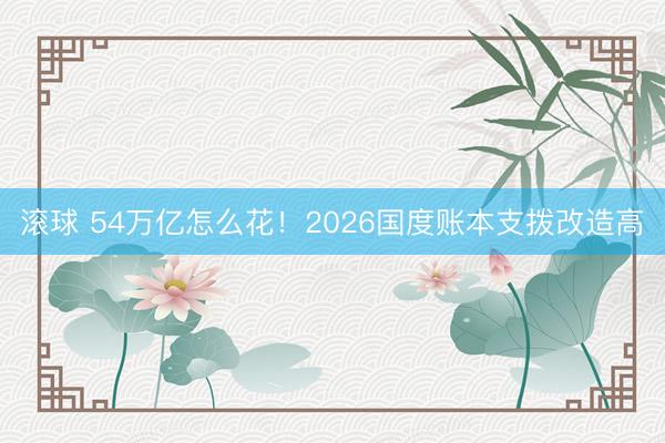 滚球 54万亿怎么花！2026国度账本支拨改造高