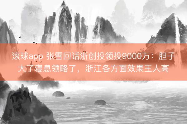 滚球app 张雪回话浙创投领投9000万：胆子大了寝息领略了，浙江各方面效果王人高