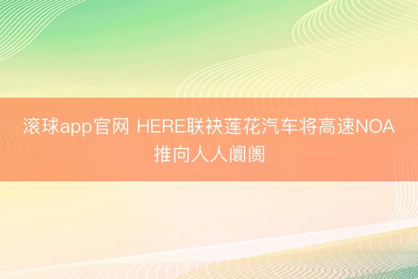 滚球app官网 HERE联袂莲花汽车将高速NOA推向人人阛阓
