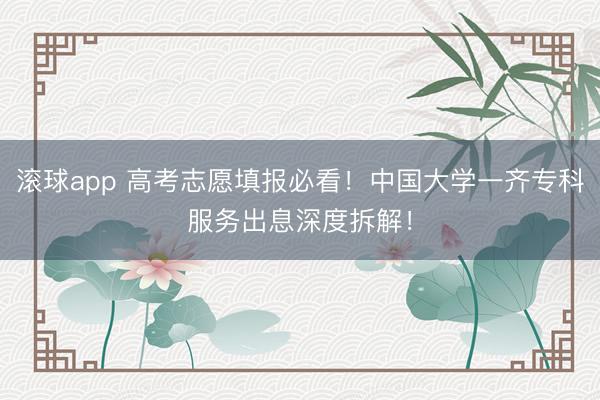 滚球app 高考志愿填报必看！中国大学一齐专科服务出息深度拆解！
