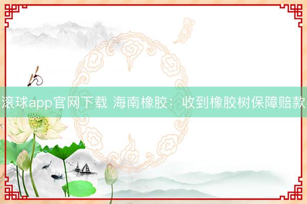 滚球app官网下载 海南橡胶：收到橡胶树保障赔款