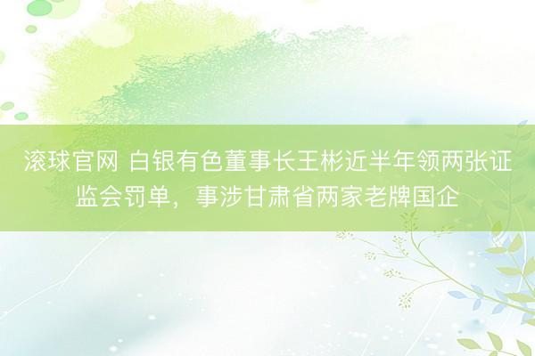 滚球官网 白银有色董事长王彬近半年领两张证监会罚单，事涉甘肃省两家老牌国企