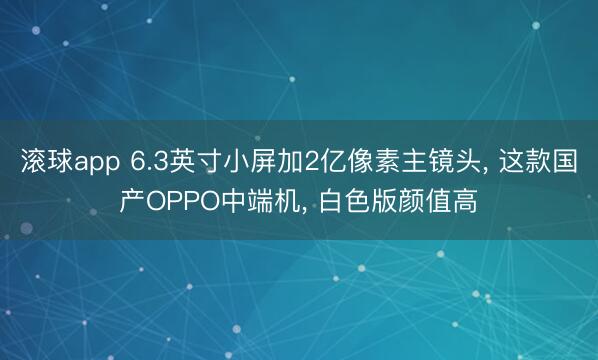 滚球app 6.3英寸小屏加2亿像素主镜头， 这款国产OPPO中端机， 白色版颜值高