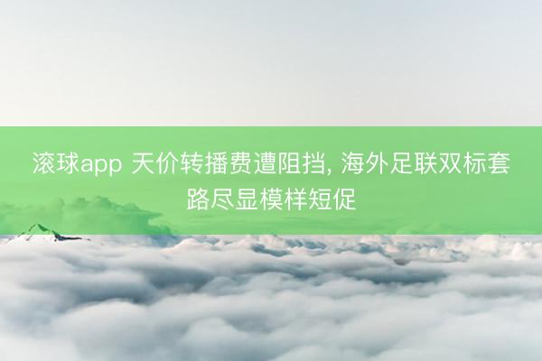 滚球app 天价转播费遭阻挡， 海外足联双标套路尽显模样短促