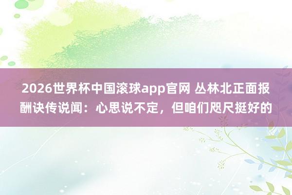 2026世界杯中国滚球app官网 丛林北正面报酬诀传说闻：心思说不定，但咱们咫尺挺好的