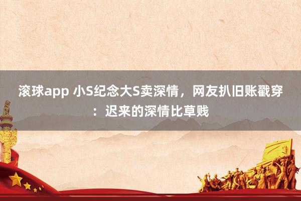 滚球app 小S纪念大S卖深情，网友扒旧账戳穿：迟来的深情比草贱
