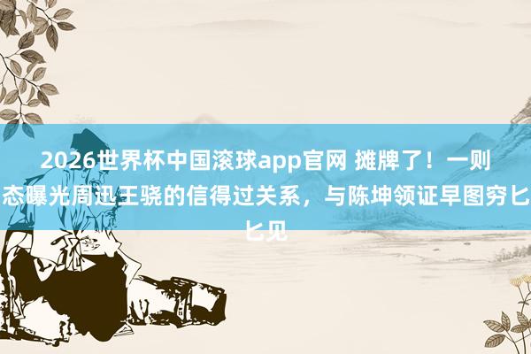 2026世界杯中国滚球app官网 摊牌了！一则动态曝光周迅王骁的信得过关系，与陈坤领证早图穷匕见