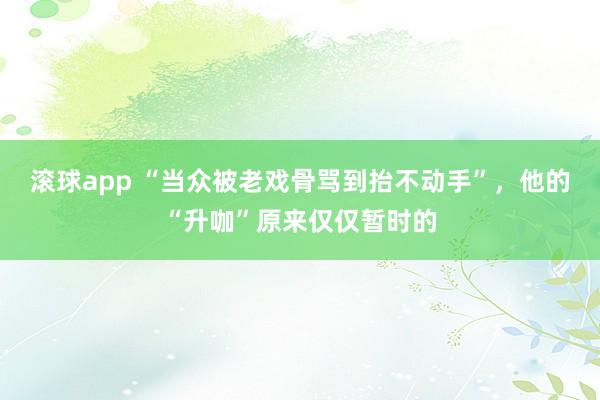 滚球app “当众被老戏骨骂到抬不动手”，他的“升咖”原来仅仅暂时的