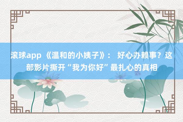 滚球app 《温和的小姨子》： 好心办赖事？这部影片撕开“我为你好”最扎心的真相