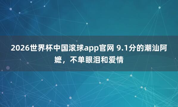 2026世界杯中国滚球app官网 9.1分的潮汕阿嬷，不单眼泪和爱情