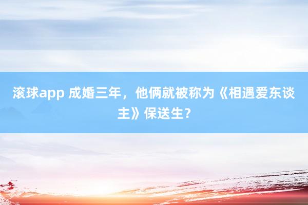 滚球app 成婚三年，他俩就被称为《相遇爱东谈主》保送生？