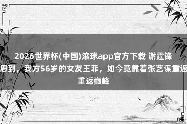 2026世界杯(中国)滚球app官方下载 谢霆锋也没思到，我方56岁的女友王菲，如今竟靠着张艺谋重返巅峰
