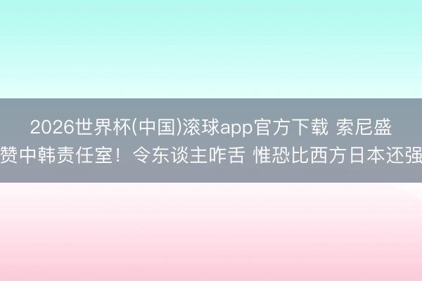 2026世界杯(中国)滚球app官方下载 索尼盛赞中韩责任室！令东谈主咋舌 惟恐比西方日本还强