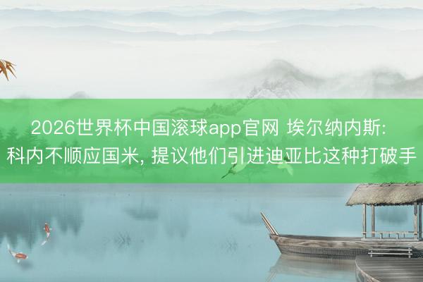 2026世界杯中国滚球app官网 埃尔纳内斯: 科内不顺应国米， 提议他们引进迪亚比这种打破手