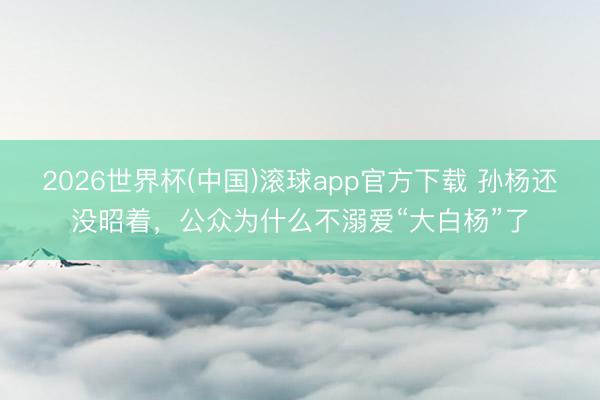2026世界杯(中国)滚球app官方下载 孙杨还没昭着，公众为什么不溺爱“大白杨”了
