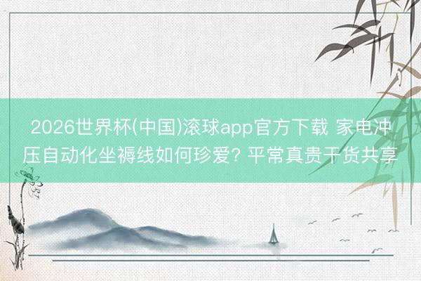 2026世界杯(中国)滚球app官方下载 家电冲压自动化坐褥线如何珍爱? 平常真贵干货共享