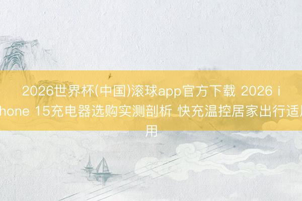 2026世界杯(中国)滚球app官方下载 2026 iPhone 15充电器选购实测剖析 快充温控居家出行适用