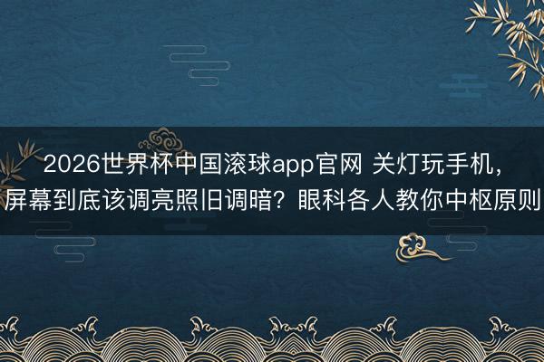 2026世界杯中国滚球app官网 关灯玩手机，屏幕到底该调亮照旧调暗？眼科各人教你中枢原则