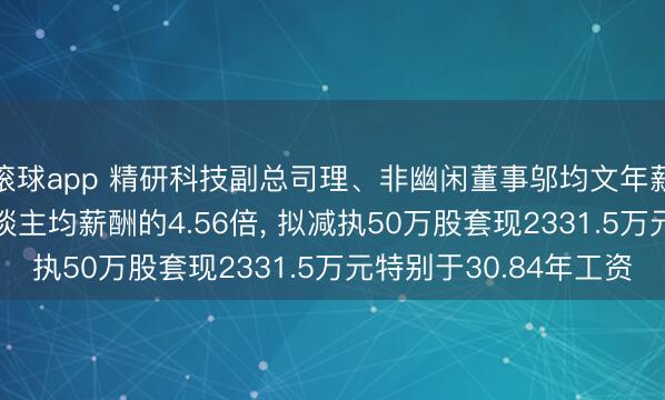 滚球app 精研科技副总司理、非幽闲董事邬均文年薪75.61万是公司东谈主均薪酬的4.56倍， 拟减执50万股套现2331.5万元特别于30.84年工资