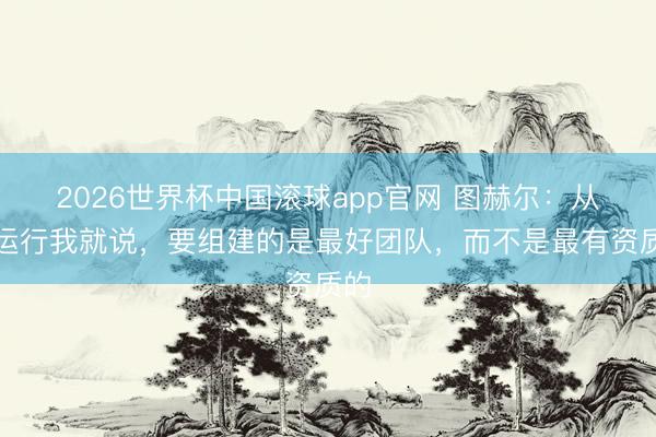 2026世界杯中国滚球app官网 图赫尔:从一运行我就说,要组建的是最好团队,而不是最有资质的