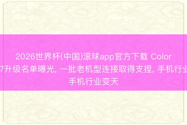 2026世界杯(中国)滚球app官方下载 ColorOS 17升级名单曝光， 一批老机型连接取得支捏， 手机行业变天