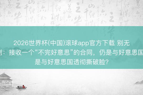 2026世界杯(中国)滚球app官方下载 别无聘任的以色列：接收一个“不完好意思”的合同，仍是与好意思国透彻撕破脸？