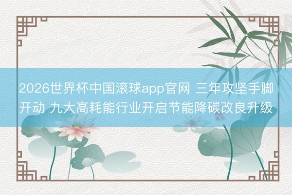 2026世界杯中国滚球app官网 三年攻坚手脚开动 九大高耗能行业开启节能降碳改良升级