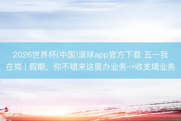 2026世界杯(中国)滚球app官方下载 五一我在岗 | 假期，你不错来这里办业务→收支境业务
