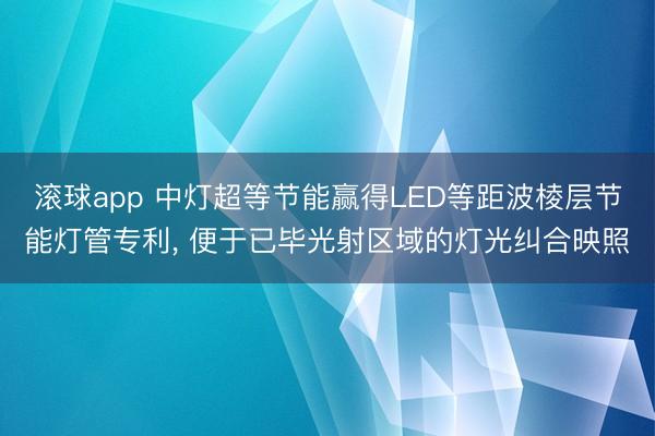 滚球app 中灯超等节能赢得LED等距波棱层节能灯管专利， 便于已毕光射区域的灯光纠合映照