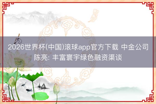 2026世界杯(中国)滚球app官方下载 中金公司陈亮: 丰富寰宇绿色融资渠谈